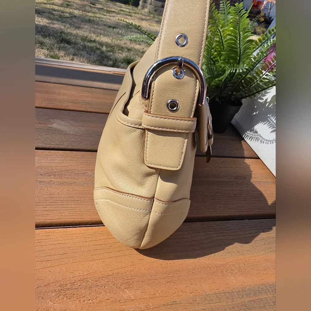 Coach Soho Flap Shoulder Bag, style number 9248. Beige Tan Leather. - Picture 7 of 17